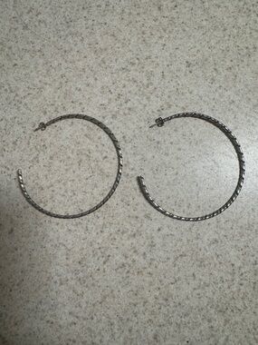 Twisted Hoop Earrings- Sterling Silver- Navajo Tribe- Caroline Tsosie- Native